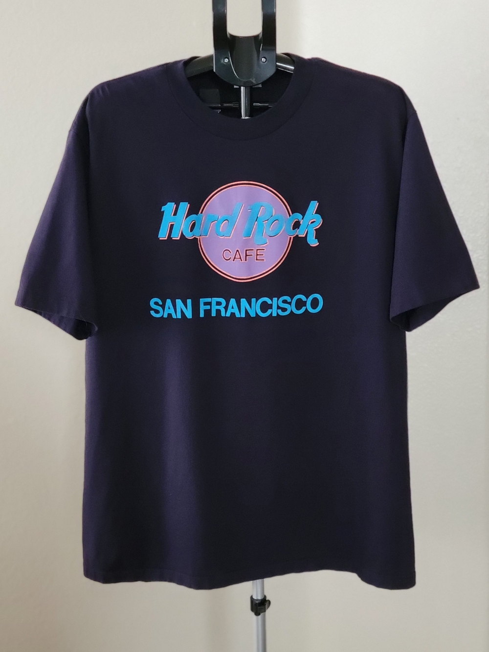 VTG 90s Hard Rock Cafe San Francisco Neon Logo Graphic T-Shirt XL